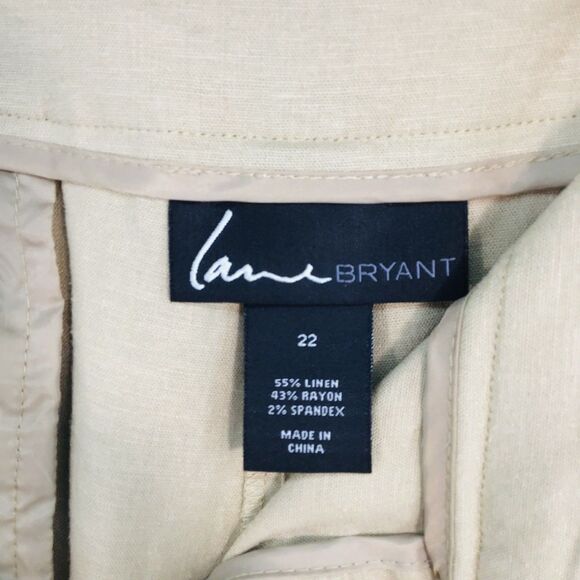 Lane Bryant Tan Khaki Linen Blend Wide Leg Pants Women's Size 22 Boho Beachy - Picture 6 of 13